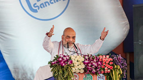 Union Home Minister Amit Shah addresses the 'Gopalak Sammelan', at BHEL Dussehra Ground, in Bhopal, Madhya Pradesh, Saturday, Oct. 3, 2026.