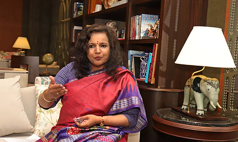 Chief secy Anu Garg speaking to TNIE in Bhubaneswar.