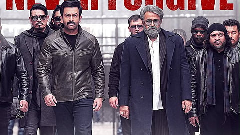 (L to R) Prithviraj Sukumaran, Mohanlal and Soubin Shahir in Khalifa