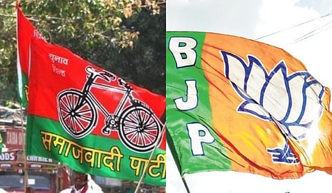 Images of Samajwadi Party flag and BJP flag used for representational purposes only.