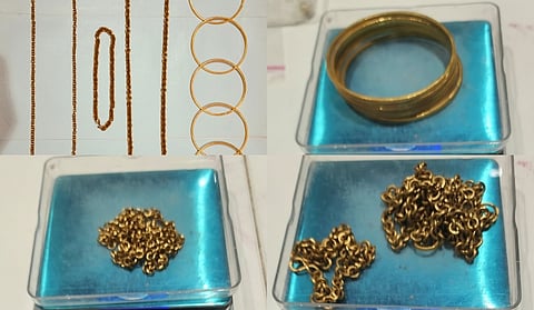 During a detailed examination, Customs officials recovered 308.710 grams of 24-carat gold jewellery, including bangles, chains and anklets. The seized gold has been valued at approximately Rs 46.99 lakh.