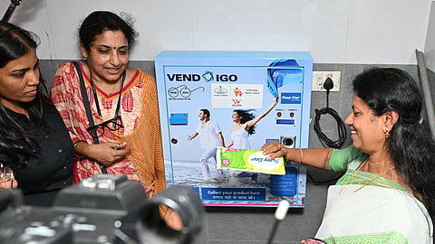 Women and Child Welfare Minister Bindhu Krishna inaugurating a sanitary napkin vending machine and incinerator installed at the KSRTC bus terminal in Thampanoor on Tuesday.