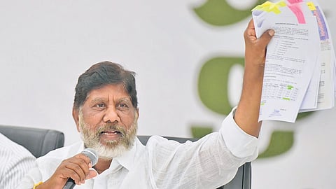 Deputy Chief Minister Mallu Bhatti Vikramarka addresses the media on Wednesday.