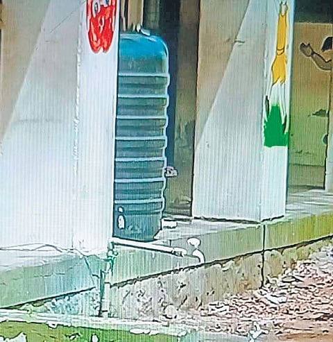 The water tank at the government primary school in Dindigul in which excreta was found