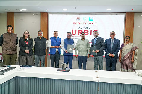 Municipal Administration and Urban Development (MA&UD) Minister P. Narayana, alongside MA&UD Principal Secretary S. Suresh Kumar, APCRDA Commissioner V. Vijaya Rama Raju, Additional Commissioner K. Karthik, and APCRDA Office Management Director V. Srinivas, jointly inaugurated the URBIS centre on the second floor of the APCRDA building in the presence of a high-level UN-Habitat delegation.
