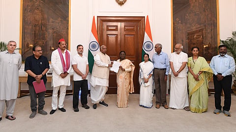 INDIA Bloc leaders meet President Droupadi Murmu at the Rashtrapathi Bhawan on Friday, Oct. 09, 2026.