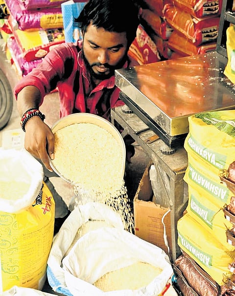 Fine rice, a staple in homes across Telangana, is now selling at Rs 80-82 a kg