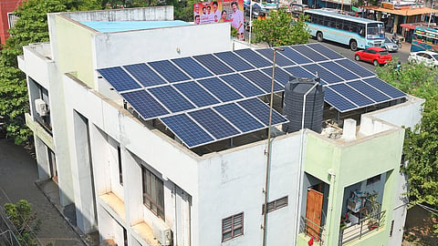 A solar panel installed in a house in Tiruchy.