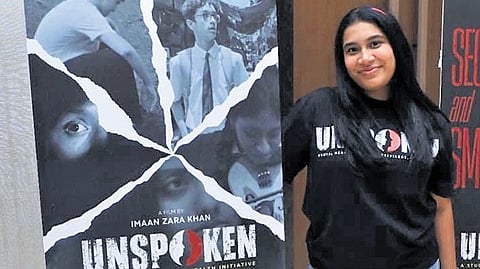 Imaan Zara Khan during the screening of her film Unspoken in Bengaluru.