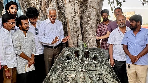 Rare Gajalakshmi sculpture lies forgotten in Telangana's Medak
