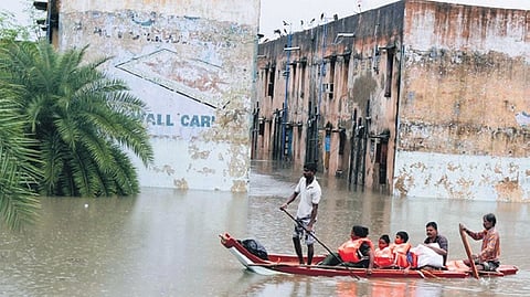 2015 flood: People being rescued in boats from Kotturpuram.
