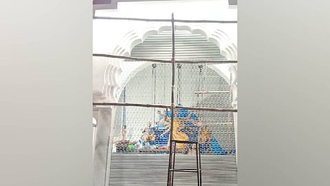 The Goddess Durga idol in making at Shankarpur-Badambadi puja mandap in Cuttack.