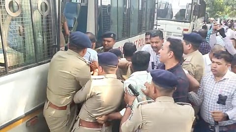 The Pandesara police detained more than six worker leaders, including two prominent labour union representatives, even before the proposed satyagraha could begin.