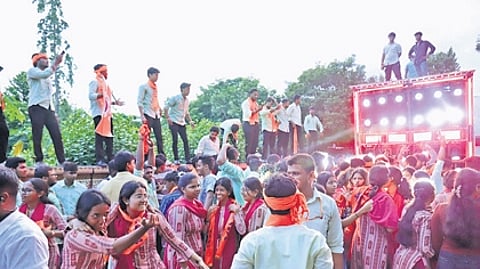 ABVP members celebrate their victory at BJB Autonomous College.