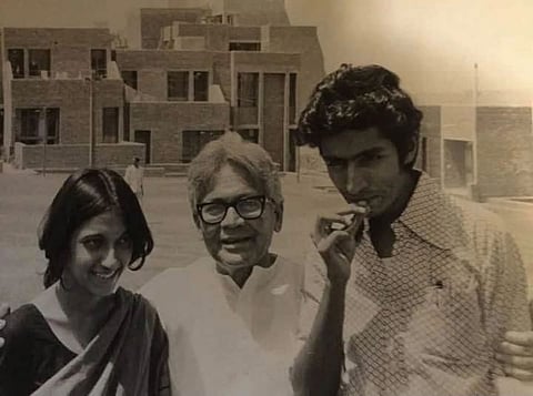 Kamal and Anuradha Chenoy with PC Joshi at JNU in 1973