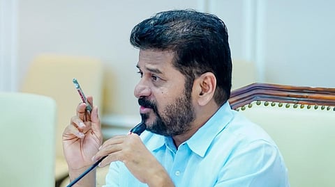 Chief Minister A Revanth Reddy speaks during a review meeting at the Secretariat in Hyderabad.