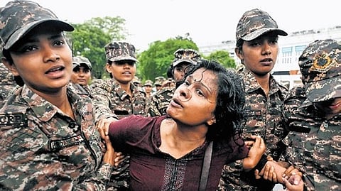The security forces braced for Cockroach Janta Party’s (CJP) “Lehra do Tiranga (unfurl the tricolour)” march on October 16 in Connaught Place.