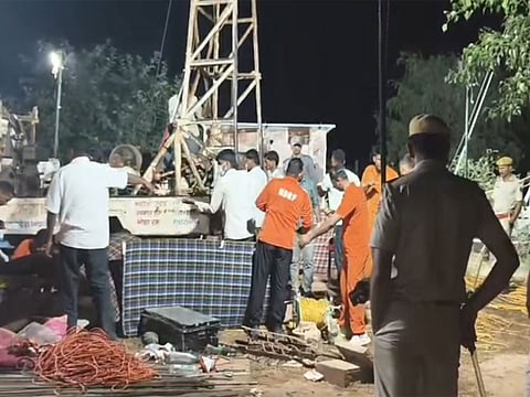 The child had fallen into the borewell while playing on Friday afternoon.