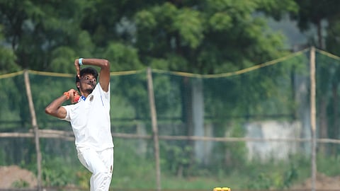 Tripurana Vijay in action during Day 1 of the Ranji Trophy match