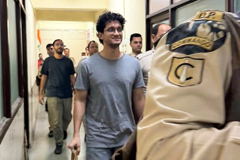 CJP leader Saurav Das at a court proceeding, in New Delhi. Cockroach Janta Party leaders Saurav Das and Ashutosh Ranka were on Monday sent to judicial remand for two more days after being produced before a newly appointed Special Executive Magistrate at Mandir Marg police station, an official said.
