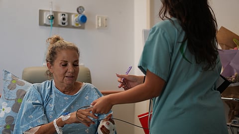 Washington Post photojournalist Heidi Levine receives treatment at Beilinson Hospital in Petah Tikva, Israel, Sunday, Oct. 18, 2026, after being injured in an attack by Israeli settlers while covering clashes that erupted during the Palestinian olive harvest in the West Bank village of Abu Falah on Friday.