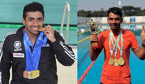 Indian swimmers Himanshu Nandal and Niranjan Mukundan.