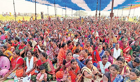 Carrying banners and raising slogans against the project, the agitators said the proposed project could lead to displacement, environmental degradation and long term health concerns for local residents.