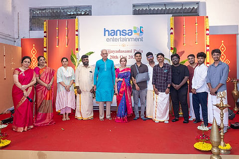 Hansa Entertainment members during the Vijayadasami puja announcement of the slate