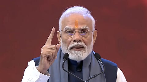 In this screengrab from a video posted on Oct. 23, 2026, Prime Minister Narendra Modi speaks during the inauguration of 'Chinmaya Amrit Mahotsav Global Sammelan', in New Delhi.