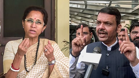NCP (SP) working president Supriya Sule (L) and Maharashtra Chief Minister Devendra Fadnavis (R).