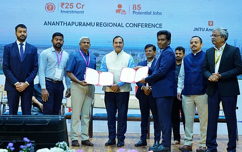 MoUs being signed at the Fourth Regional Conference of the 31st CII Partnership Summit 2026 at JNTU Anantapur.