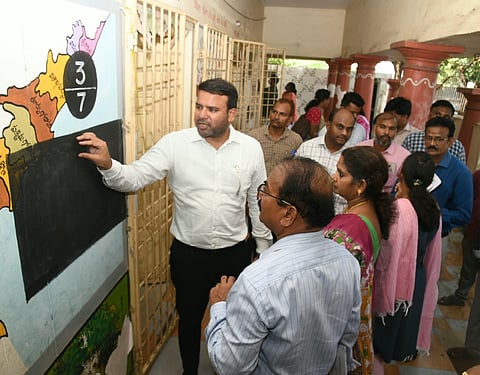 GVMC Commissioner and Additional Election Officer Ketan Garg on Friday inspected polling stations, strong rooms and the distribution centre in Bheemunipatnam Zone