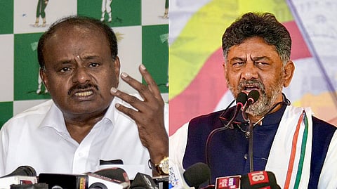 (L-R) Union Minister HD Kumaraswamy and Karnataka Chief Minister DK Shivakumar.
