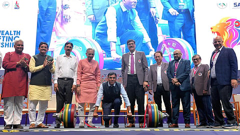Union Sports Minister Dr. Mansukh Mandaviya with International World Weightlifting Federation (IWF) President Mohammed Jalood.