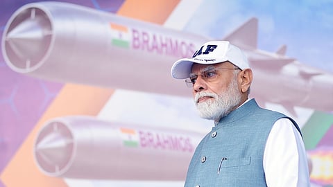 Prime Minister Narendra Modi witnesses the Indian Air Force Aerial Display-2026 'Wings over Ganges', at Namo Ghat, in Varanasi, Uttar Pradesh.