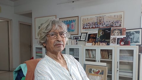 Jogen Chowdhury in his studio