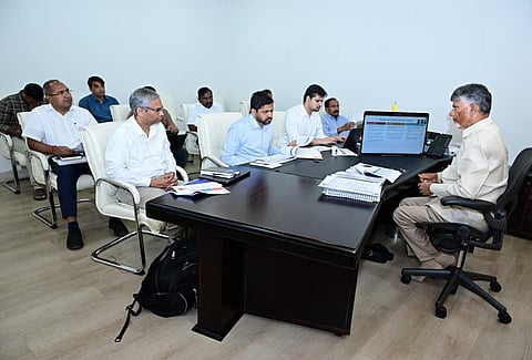 CM Nara Chandrababu Naidu holds a review meeting with officials on Monday