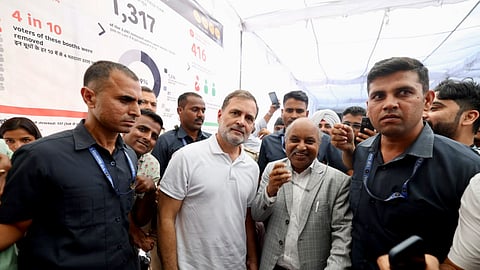 Leader of Opposition in the Lok Sabha Rahul Gandhi interacts with local residents during a 'Jansunwai' programme on the Special Intensive Revision (SIR) of electoral rolls at Trilokpuri, in New Delhi, Oct. 27, 2026.