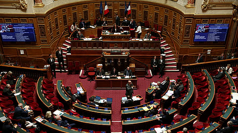 France's Interior Minister Laurent Nunez (centre-R) addresses the audience as the Senate, the French Parliament's upper house examines the 'Compensation for damage resulting from degradation committed in public spaces' bill also referred to as the 'rioters-pay' (casseurs-payeurs) bill and its critized measures on the collective responsability of troublemakers and the seizure of their welfare benefits at the French Senate in Paris on October 27, 2026.