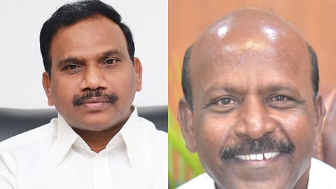 DMK MP A Raja and former minister Ma Subramanian