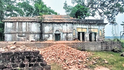 The demolished part of old Nrusinghanath Jew Temple in Betnoti block