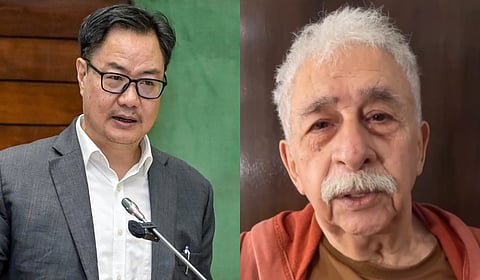 Union Minister Kiren Rijiju (L) and actor Naseeruddin Shah.