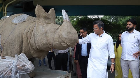 Minister Parvesh Sahib Singh reviewing work under a flyover on Thursday.