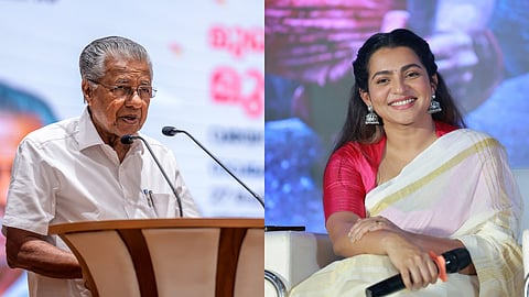 chief minister Pinarayi Vijayan and actress Parvathy Thiruvothu