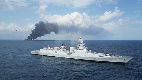 Fire broke out on container ship Wan Hai 503 off Beypore coast. 18 crew rescued, 4 missing. Indian Coast Guard leads firefighting and rescue ops.