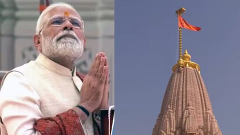 അയോധ്യയിലെ രാമക്ഷേത്രത്തില് പതാക ഉയര്ത്തി പ്രധാനമന്ത്രി