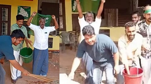 തളിച്ചത് 'പച്ച' വെള്ളം, കോഴിക്കോട് പഞ്ചായത്ത് ഓഫീസ് ചാണകവെള്ളം തളിച്ചതില് വിചിത്രവാദവുമായി യുഡിഎഫ് പഞ്ചായത്ത് കമ്മിറ്റി ചെയര്മാന്