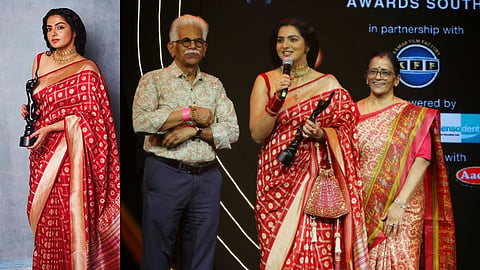 പാർവതി തിരുവോത്ത് ഫിലിംഫെയർ പുരസ്കാരവുമായി
