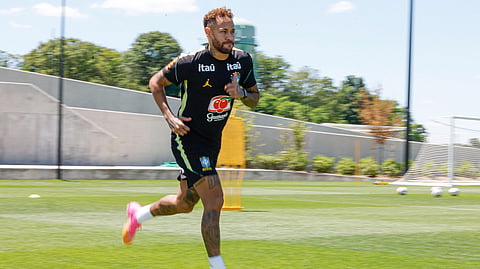 Neymar in training for Brazil today
