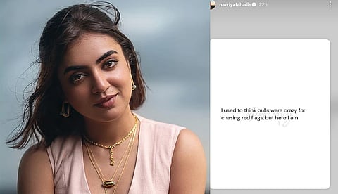 "ചുവപ്പു കണ്ടാല് പിന്നാലെ പായുന്ന കാള"; സോഷ്യല് മീഡിയയില് കത്തി നസ്രിയയുടെ റെഡ് ഫ്ളാഗ് സ്റ്റോറി